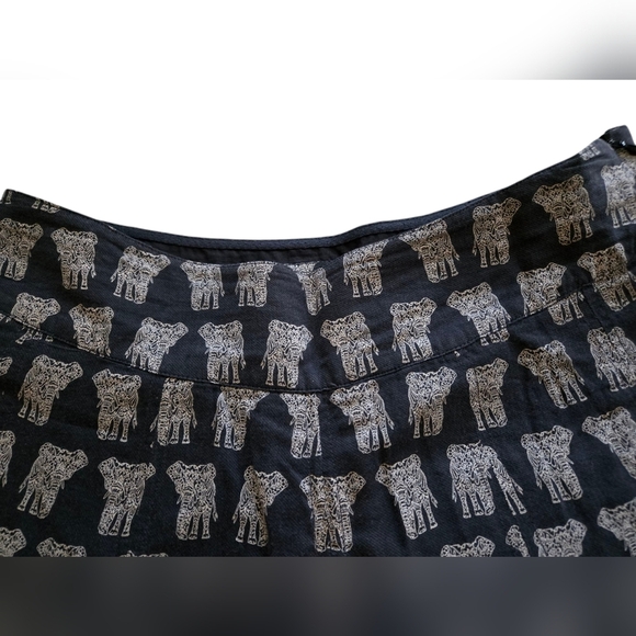 FAT FACE UK Black Skirt with Brown Elephant Pattern. Size 10Uk (6 US) - Picture 2 of 11